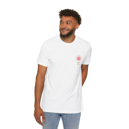 A short sleeve unisex jersey t-shirt featuring an graphic design for Labor Day, displayed as a clean product mockup.