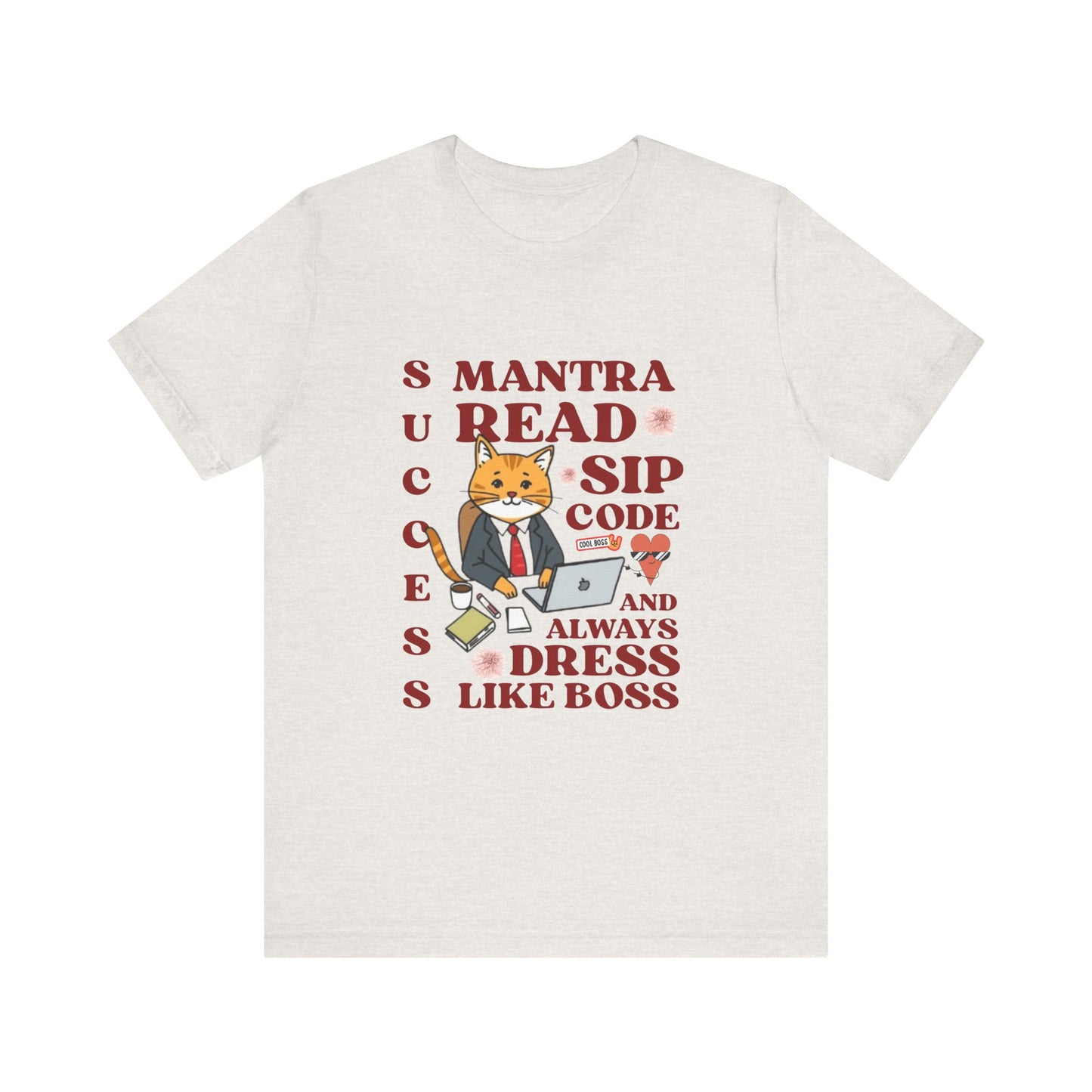 White t-shirt with a fox graphic and text on a white background