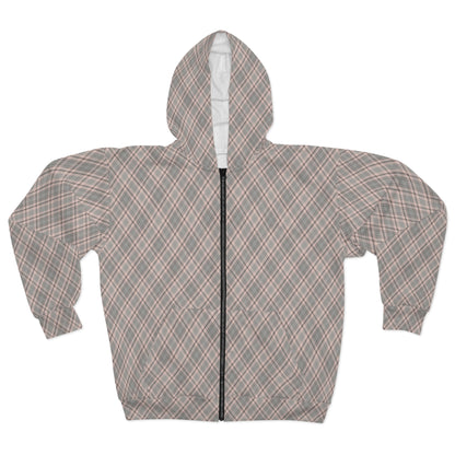 Unisex zip hoodie- diamond cut-inspired straight-line design in minimalist style.

