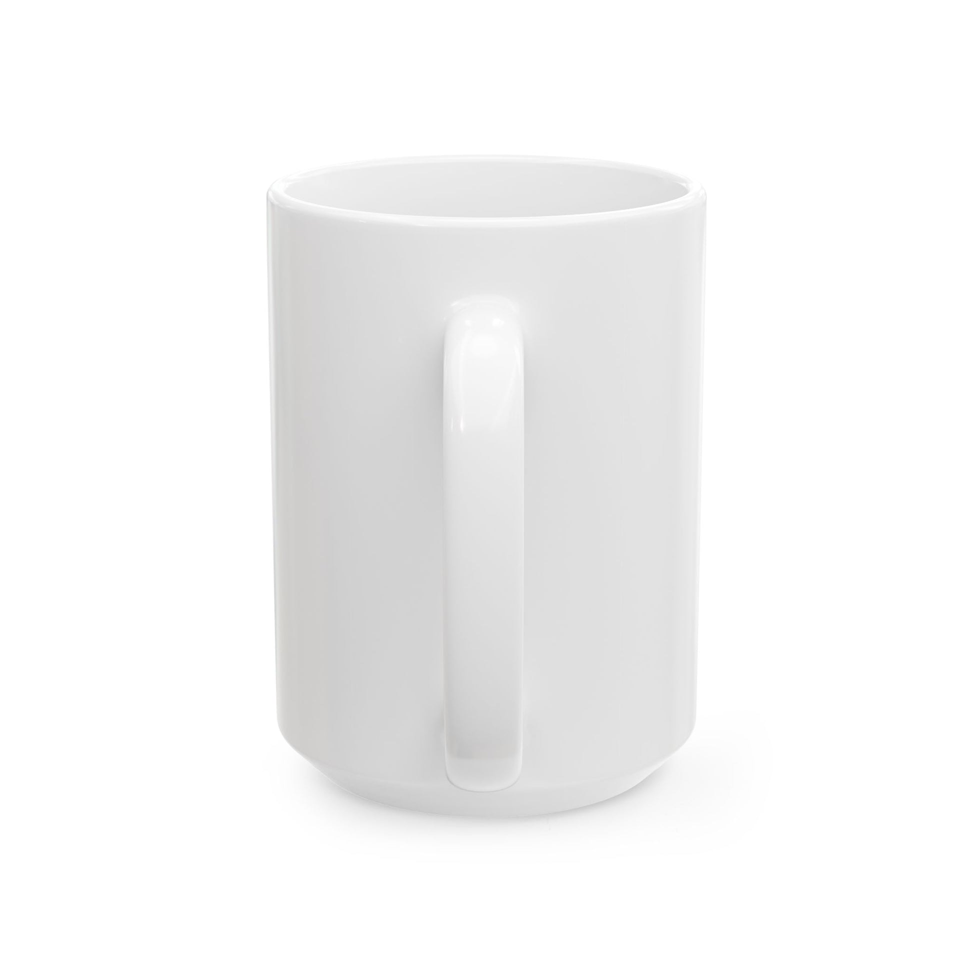 White ceramic mug on a white background