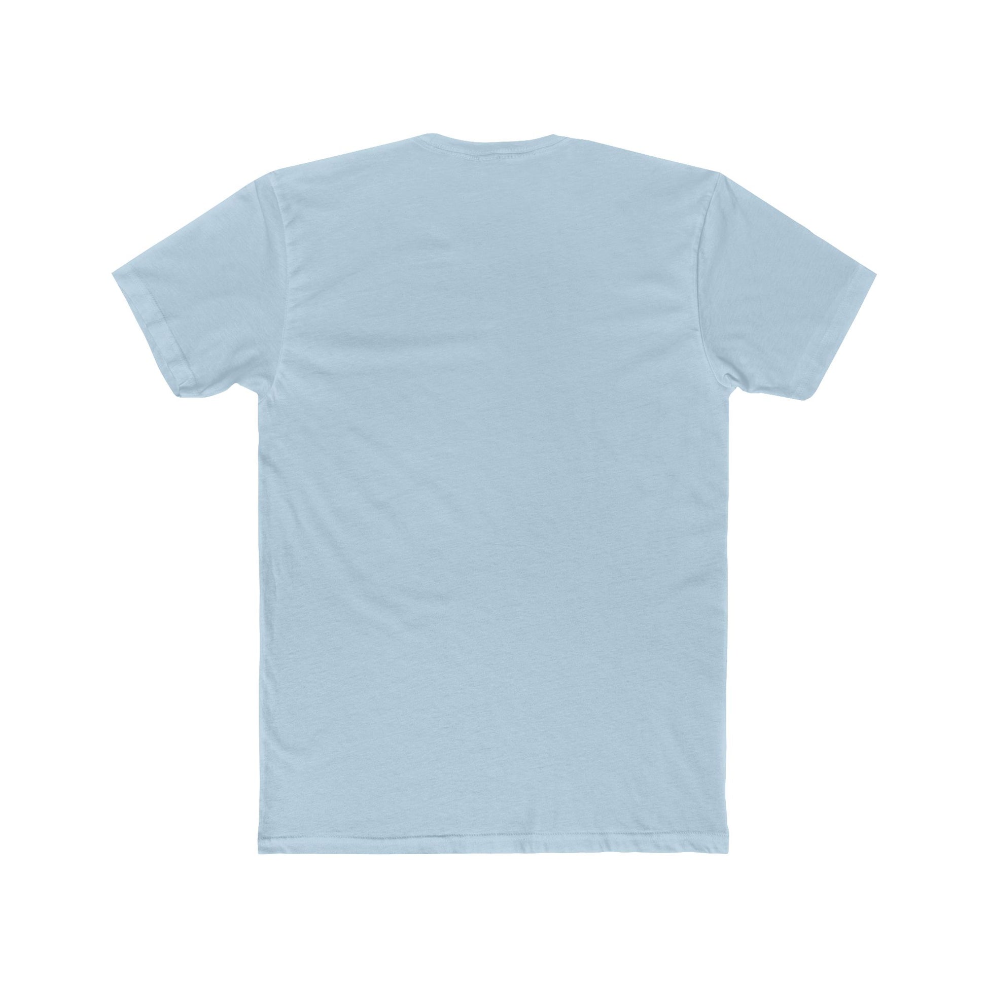 Rear view of solid color unisex cotton tee with no print
