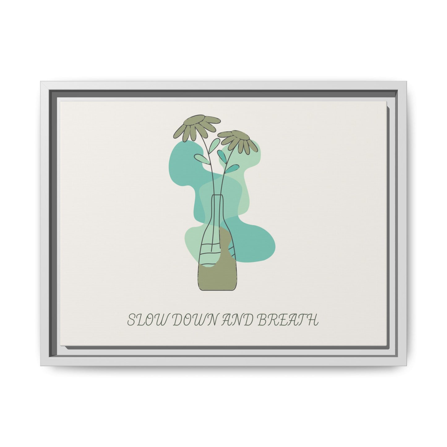 "Slow Down and Breathe" Minimal Botanical Wall Art