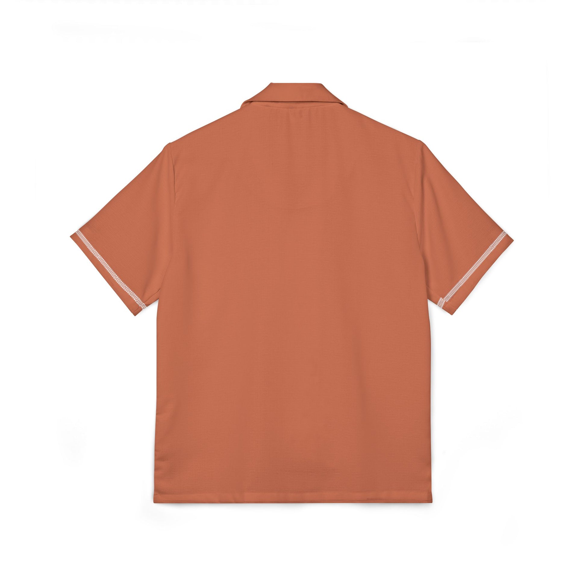 Brown polo shirt with white trim on a white background