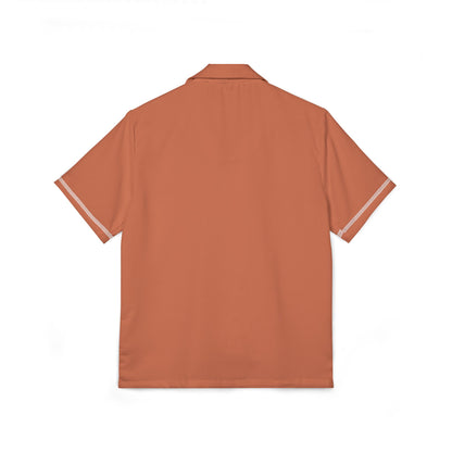 Brown polo shirt with white trim on a white background