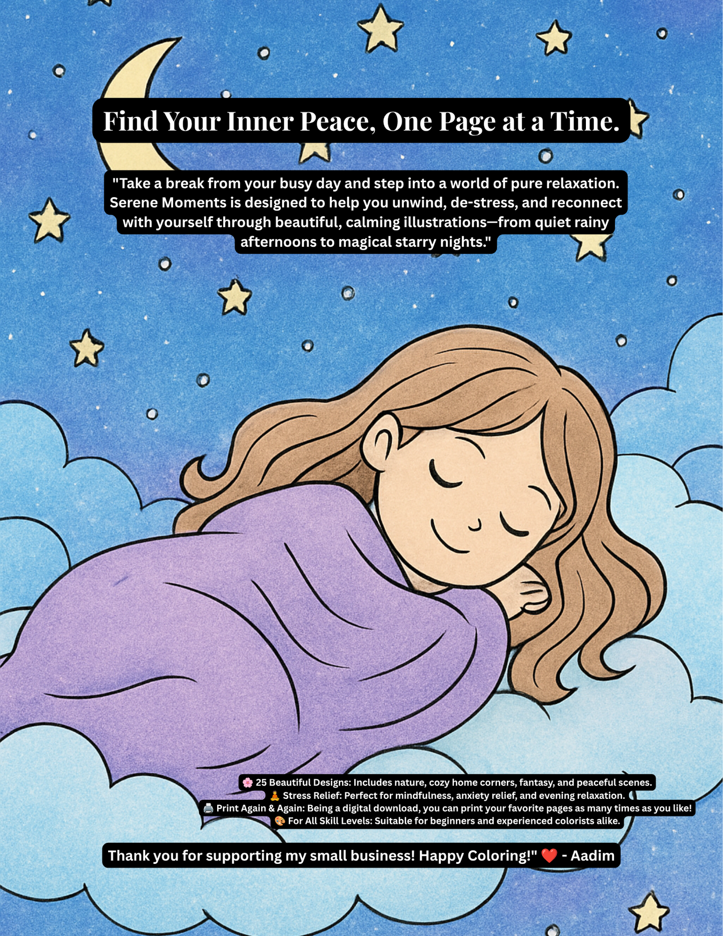 Serene Moments - A Relaxing Adult Coloring Book (25+ Printable Pages)