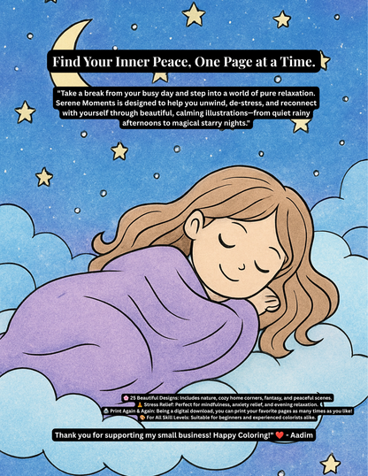 Serene Moments - A Relaxing Adult Coloring Book (25+ Printable Pages)