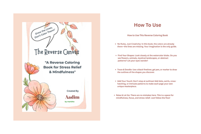 Floral coloring book with instructions on a white background