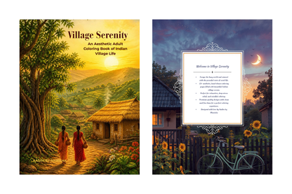 Village Serenity: An Aesthetic Adult Coloring Book of Indian Village Life (Digital Download)